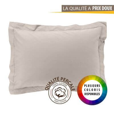 Taie d'oreiller écrue unie en satin - 65x65cm TEX HOME : la taie d'oreiller  à Prix Carrefour
