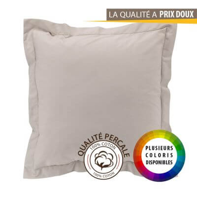 Taie d'oreiller 60x60 blanche, coton biologique doux (percale)