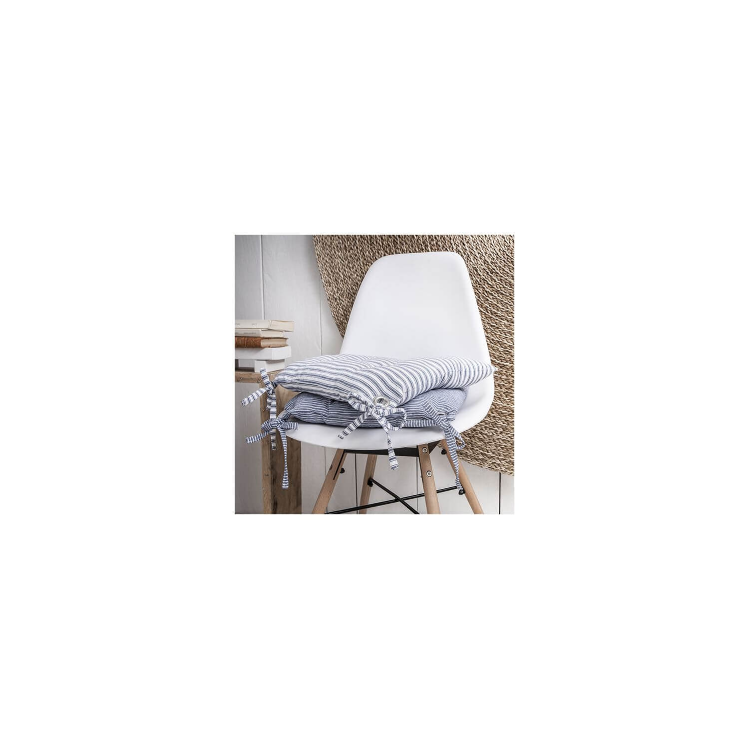 Galette de chaise déhoussable, Couleur Lin, 40x40cm, 100% Microfibre,  Attache à