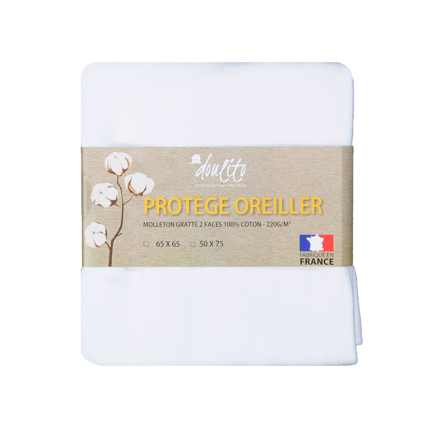 Protège-oreiller Doulito 65x65 cm Made in France Coton