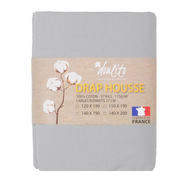 Drap housse Doulito - 140x190 cm - Made in France - Coton