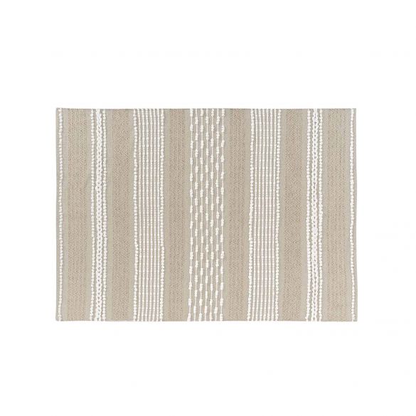 Tapis déco - 120x170 cm - Naturel & Blanc avec fils métallisés