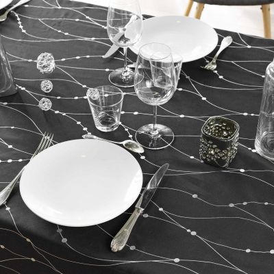 Nappe rectangle 140x240 cm - Lignes argent