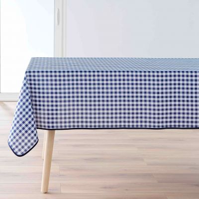 Nappe antitache rectangulaire 150x240 cm - Carreaux vichy Bleu