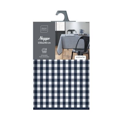 Nappe antitache rectangulaire 150x240 cm - Carreaux vichy Bleu