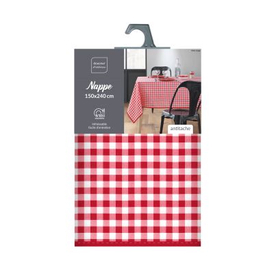 Nappe antitache rectangulaire 150x240 cm - Carreaux vichy Rouge