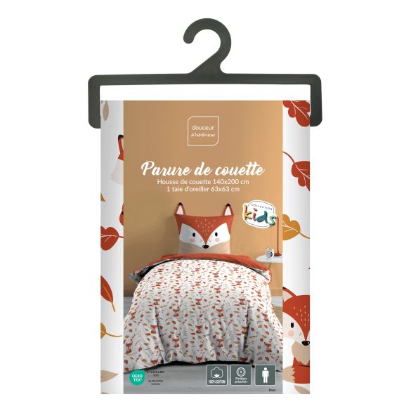 Housse de couette enfant 140x200 cm + taie - Renard