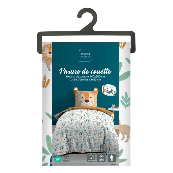 Housse de couette enfant 140x200 cm + taie - Lion