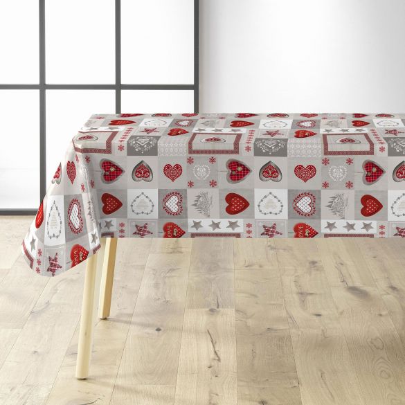 Toile cirée au mètre - Largeur 140 cm - Coeur, étoile et chalet