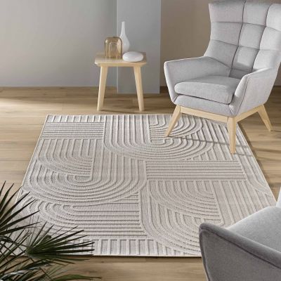 Tapis tissé - 160x230 cm - Relief géométrique - Naturel